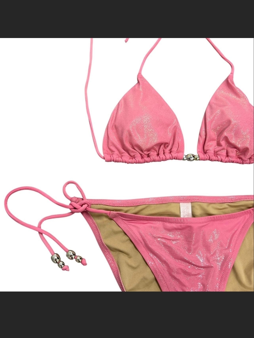 PINK Coral Bikini Set with Script Print - Picture 5 of 16